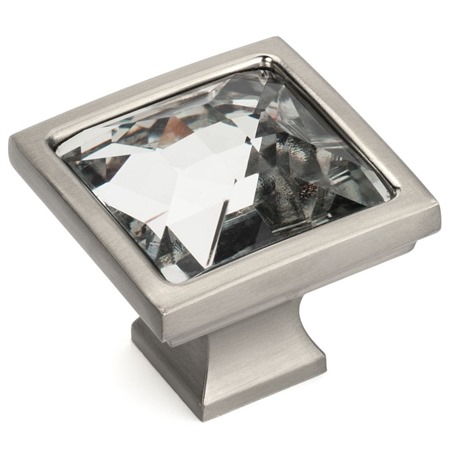 Cosmas 6377sn C Satin Nickel Clear Glass Square Cabinet Knob